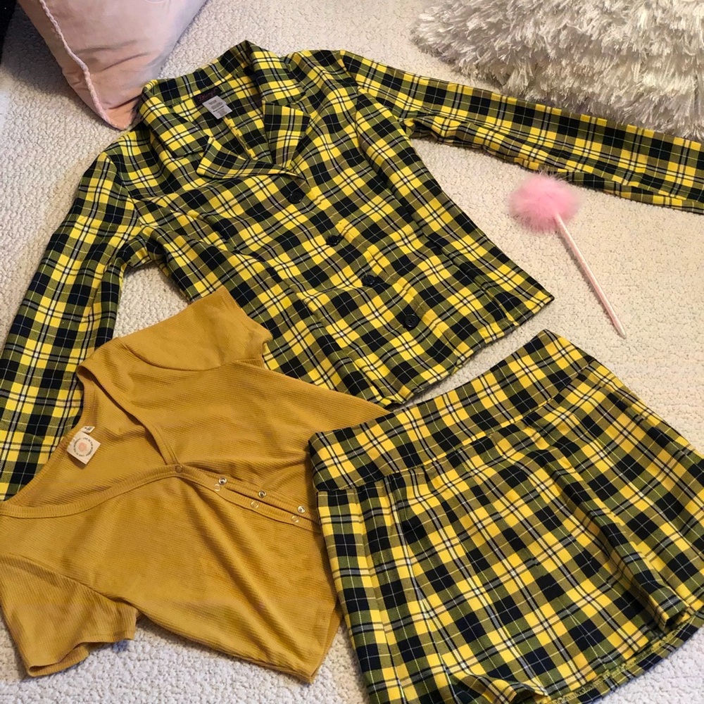 Clueless Costume Yellow Plaid With Pen